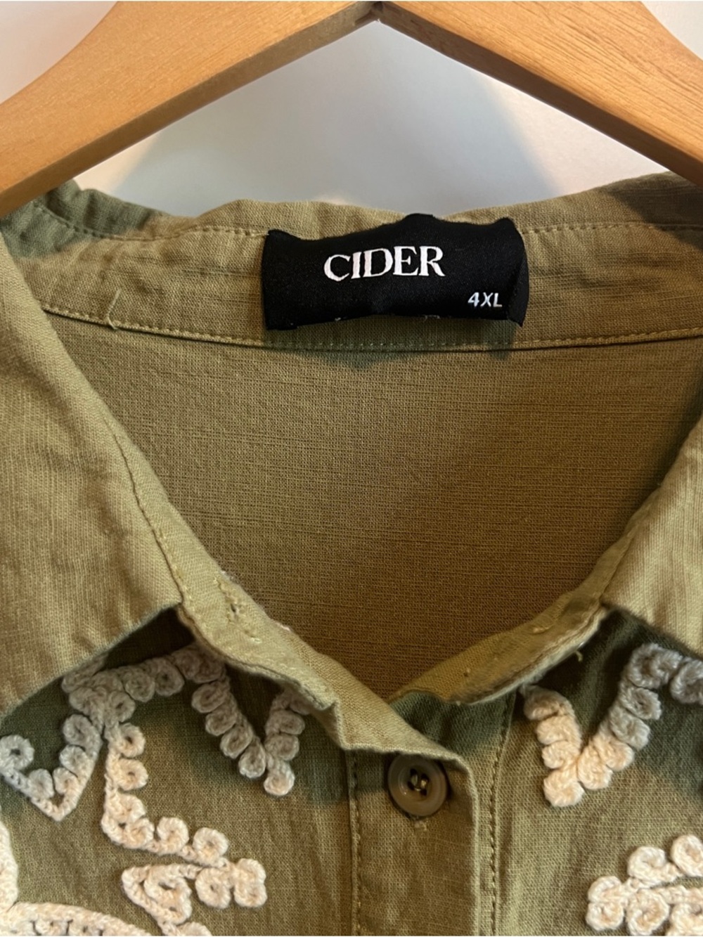 CIDER Olive Green Embroidered Button Down 4XL - Picture 5 of 6